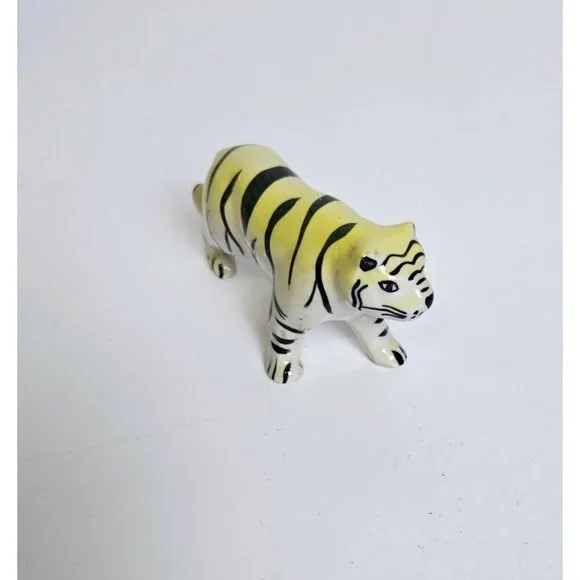 Vintage Unique Tiger Retro Yellow Figurine Trinket Decor Bengal - Picture 2 of 8